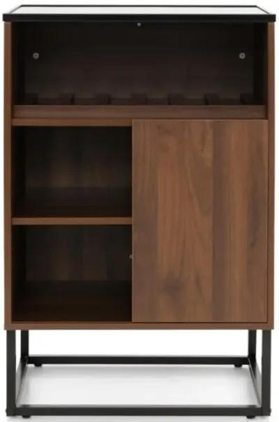 Hivvago Wine Storage Cabinet Buffet Sideboard with Adjustable Shelf and Sliding Door-Brown