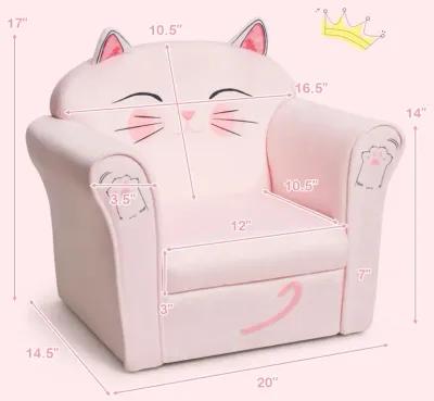 Kids Upholstered Cat Armrest Couch Sofa with Linen Fabric