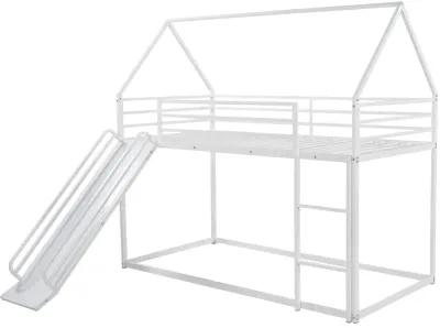 Twin over Twin House Bunk Bed with Ladder and Slide