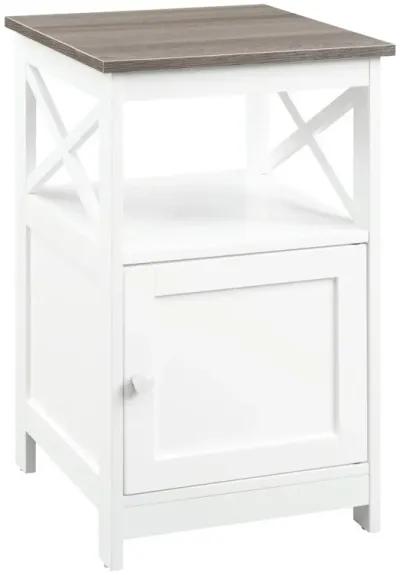 Convenience Concepts Oxford End Table with Storage Cabinet and Shelf, Driftwood/White