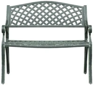 vidaXL Crafted Patio Bench - Comfortable 40.2" Cast Aluminum Green - Weather-Resistant - Charming Floral Detailing - Easy Assembly - Extra Sturdy with Cast Iron Legs