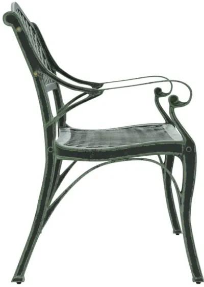 vidaXL Crafted Patio Bench - Comfortable 40.2" Cast Aluminum Green - Weather-Resistant - Charming Floral Detailing - Easy Assembly - Extra Sturdy with Cast Iron Legs