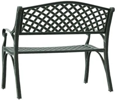 vidaXL Crafted Patio Bench - Comfortable 40.2" Cast Aluminum Green - Weather-Resistant - Charming Floral Detailing - Easy Assembly - Extra Sturdy with Cast Iron Legs