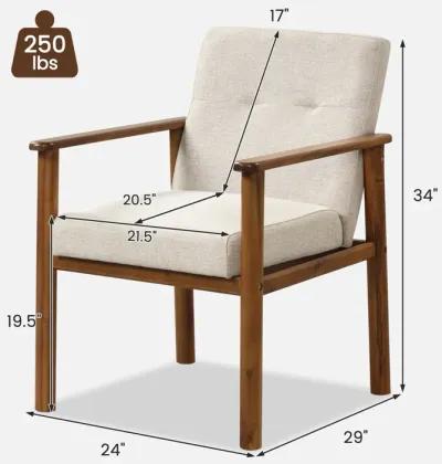 Modern Accent Linen Fabric Armchair with Solid Wood Legs and Soft Cushioned Seat