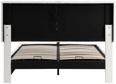 Merax Upholstered LED Light Platform Bed with Hydraulic Storage