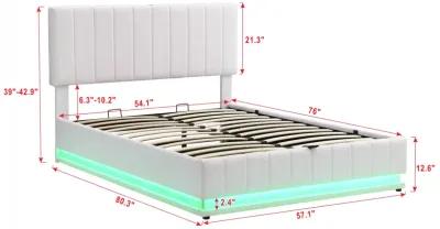 Merax Upholstered LED Light Platform Bed with Hydraulic Storage