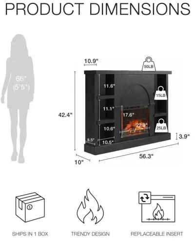 Mr. Kate Winston Electric Fireplace Space Heater Mantel with Built-in Bookshelves