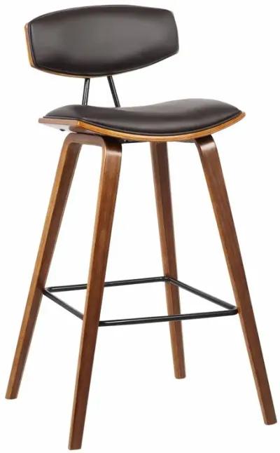 Wooden Frame Leatherette Barstool with Flared Legs, Brown-Benzara