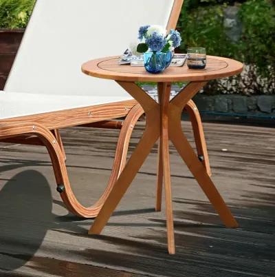 27 InchOutdoor Round Solid Wood Coffee Side Bistro Table