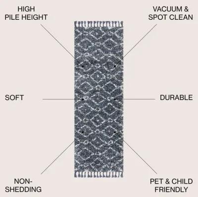 Mercer Shag Plush Tassel Moroccan Diamond Area Rug