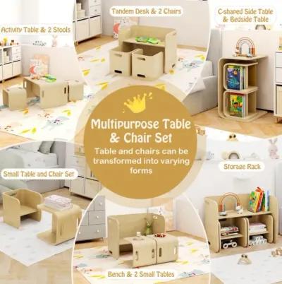 Hivvago 3 Pieces Kids Wooden Table and Chair Set