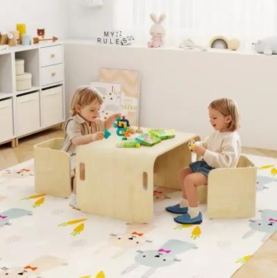 Hivvago 3 Pieces Kids Wooden Table and Chair Set