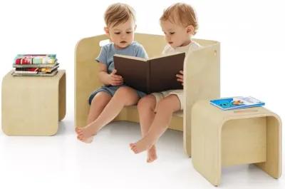 Hivvago 3 Pieces Kids Wooden Table and Chair Set