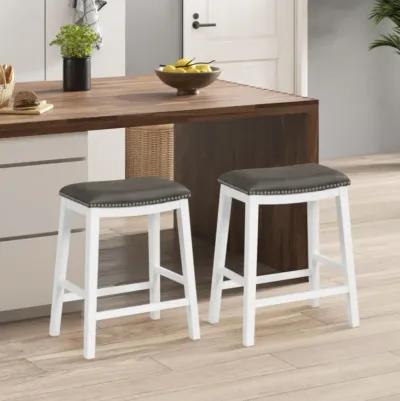 Hivvago 26 Inch Counter Height Bar Stool Set of 2 with Upholstered Seat