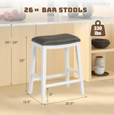 Hivvago 26 Inch Counter Height Bar Stool Set of 2 with Upholstered Seat