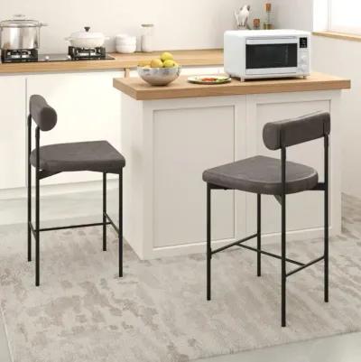 Hivvago 20 Inch Upholstered Bar Stools Set of 2 Counter Height Bar Chairs with  Backrest