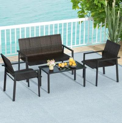 Hivvago 4 Pieces Patio Furniture Set with Heavy Duty Galvanized Metal Frame