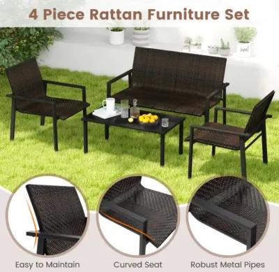 Hivvago 4 Pieces Patio Furniture Set with Heavy Duty Galvanized Metal Frame