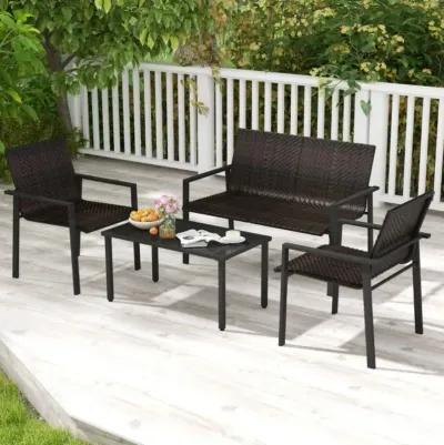 Hivvago 4 Pieces Patio Furniture Set with Heavy Duty Galvanized Metal Frame