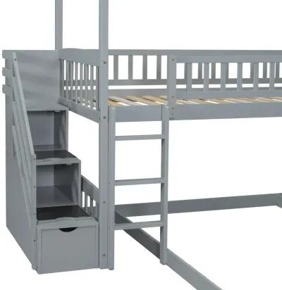 Merax Bunk Bed with Two Drawers and Slide