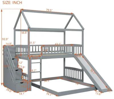 Merax Bunk Bed with Two Drawers and Slide