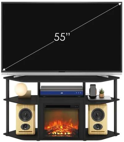 Open Storage Corner Fireplace TV Entertainment Center for TV up to 55 Inch