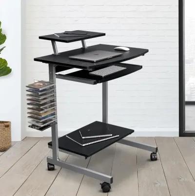 Techni Mobili Compact Computer Cart With Storage . Color: Espresso