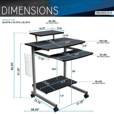 Techni Mobili Compact Computer Cart With Storage . Color: Espresso