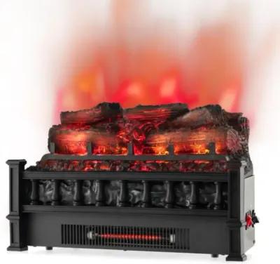 Hivvago 20 Inch Electric Fireplace Heater with Realistic Pinewood Ember Bed-Black