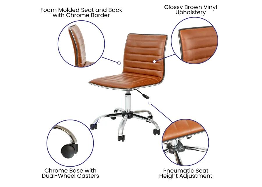 Alan Low Back Designer Armless Ribbed Swivel Task Office Chair