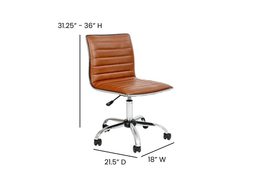 Alan Low Back Designer Armless Ribbed Swivel Task Office Chair