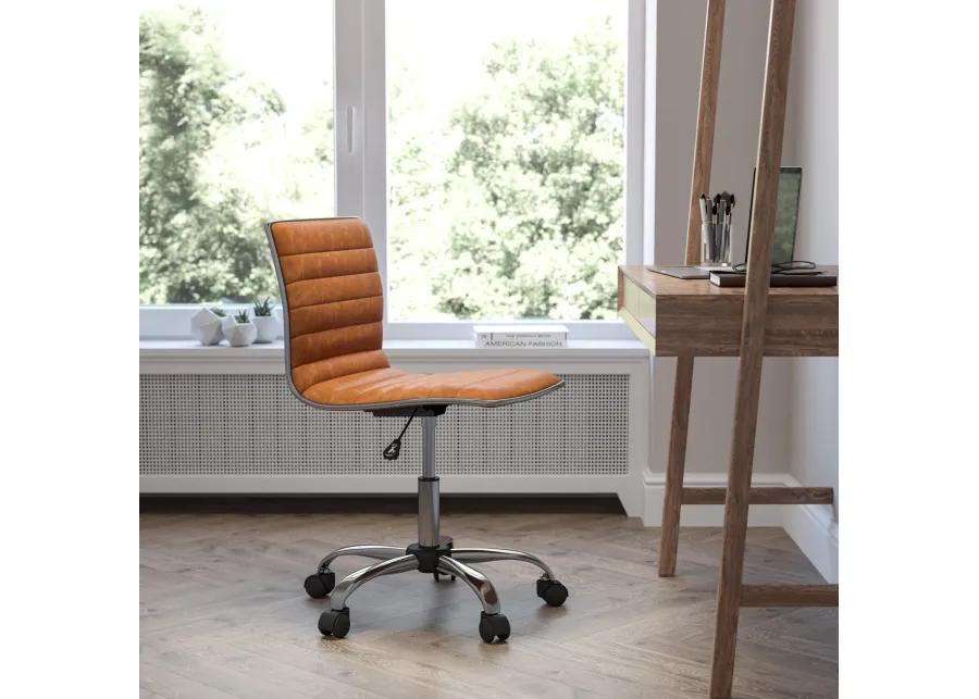 Alan Low Back Designer Armless Ribbed Swivel Task Office Chair