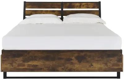 Eastern King Bed with Storage In Rustic Oak