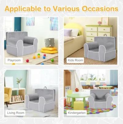 Hivvago Upholstered Kids Sofa with Velvet Fabric and High-Quality Sponge