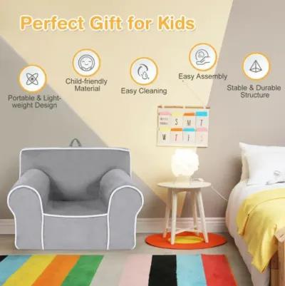 Hivvago Upholstered Kids Sofa with Velvet Fabric and High-Quality Sponge