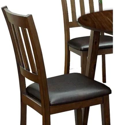 Wooden Dining Table with Ladder Back Style Chairs, Set of 5, Brown - Benzara