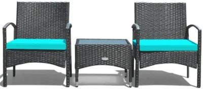 Hivvago 3 Pieces Patio Wicker Rattan Furniture Set with Cushions for Lawn Backyard