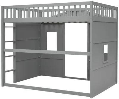 Full Size House Loft Bed With Ladder