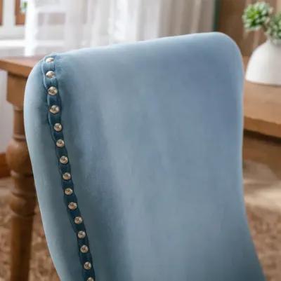 Set of 2 Light Blue Wingback Dining Chairs