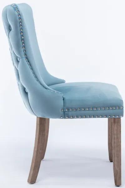 Set of 2 Light Blue Wingback Dining Chairs