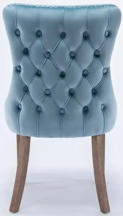 Set of 2 Light Blue Wingback Dining Chairs