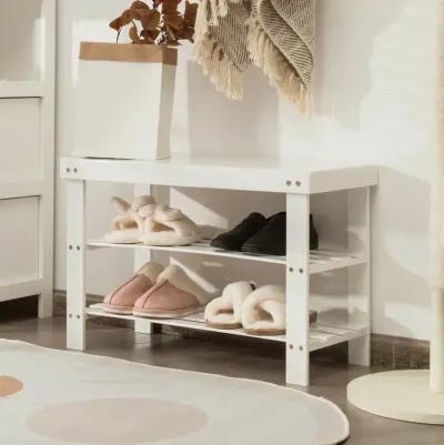 3 Tier Bamboo Bench Storage Shoe Shelf