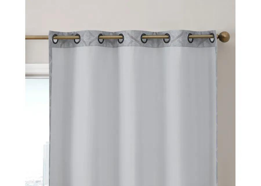 THD Sally Lattice Flocked 100% Full Blackout Room Darkening Thermal Energy Efficient Window Curtain Grommet Panels - 2 Panels