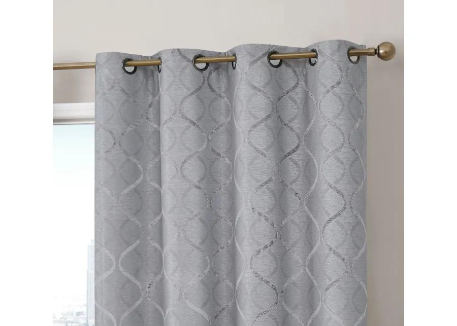 THD Sally Lattice Flocked 100% Full Blackout Room Darkening Thermal Energy Efficient Window Curtain Grommet Panels - 2 Panels