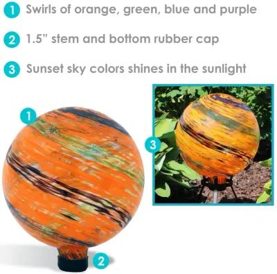 Sunnydaze Sunset Sky Glass Gazing Globe - 10 in