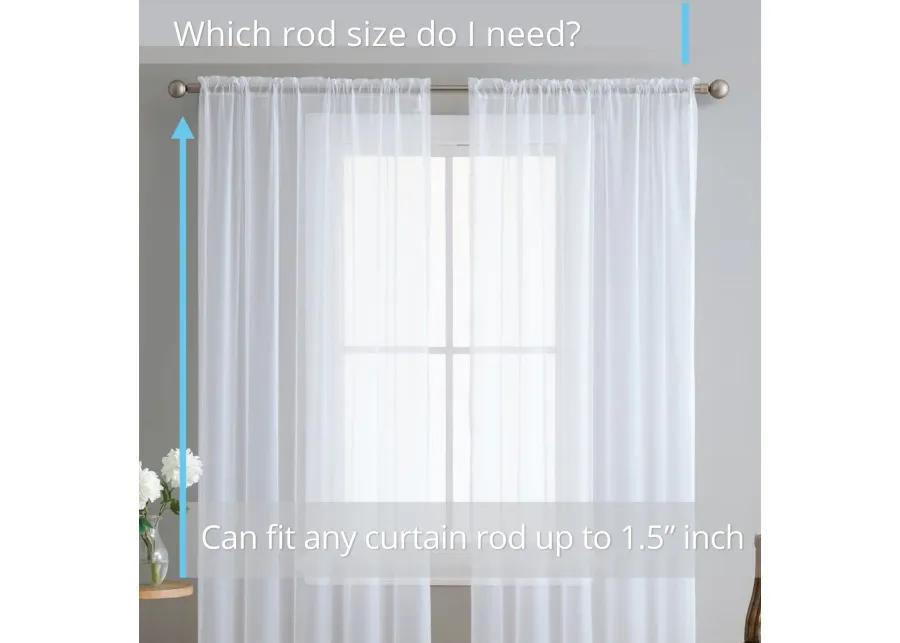 THD Essentials Sheer Voile Window Treatment Rod Pocket Curtain Panels Bedroom, Kitchen, Living Room - Set of 2