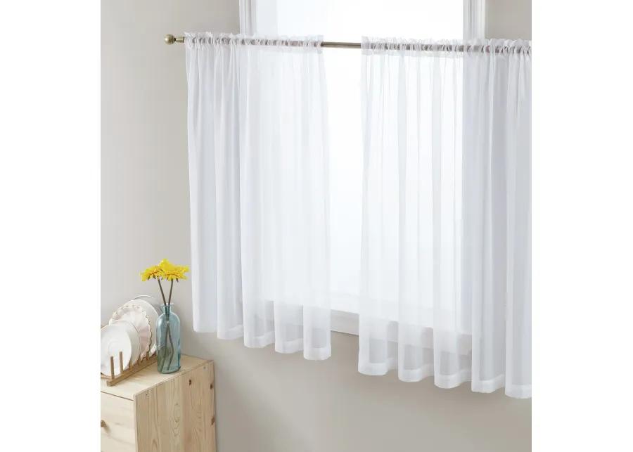 THD Essentials Sheer Voile Window Treatment Rod Pocket Curtain Panels Bedroom, Kitchen, Living Room - Set of 2