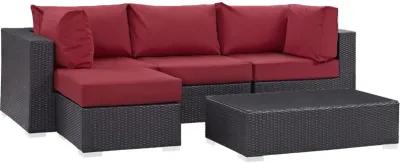 Convene Outdoor Sectional Set - Durable Rattan Weave, Weather-Resistant Cushions, Versatile Furniture for Patio, Backyard, Poolside. Includes Armless Chair, Coffee Table, Ottoman, Corner Chairs.