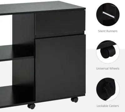 Black Office Assistant: File Cabinet/Printer Stand with Open Shelves