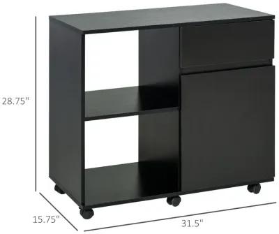 Black Office Assistant: File Cabinet/Printer Stand with Open Shelves